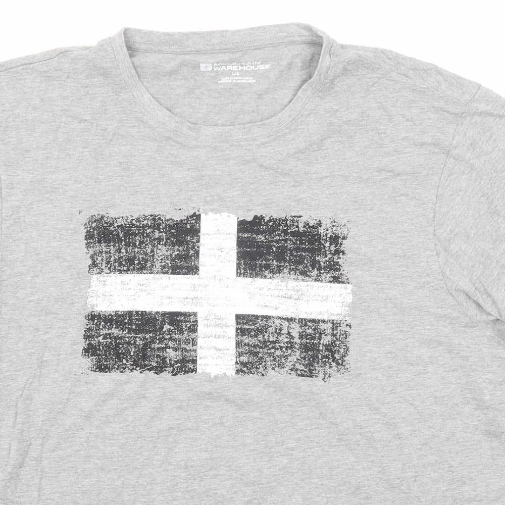 Mountain Warehouse Mens Grey Cotton T-Shirt Size L Round Neck