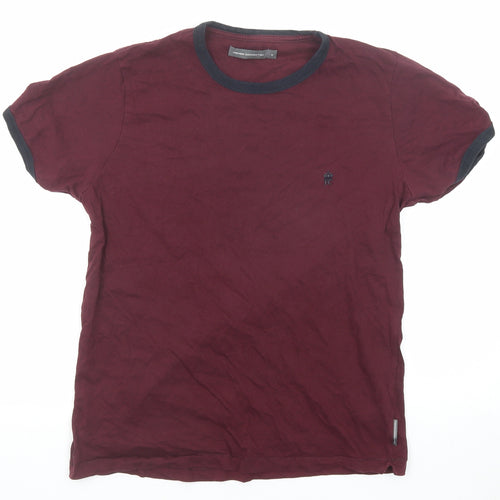 French Connection Womens Purple Polyester Basic T-Shirt Size M Round Neck