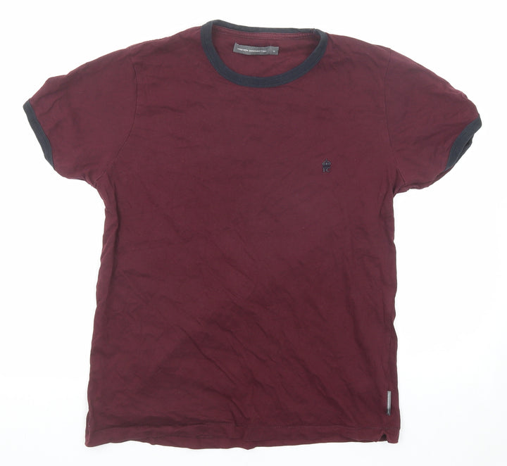 French Connection Womens Purple Polyester Basic T-Shirt Size M Round Neck