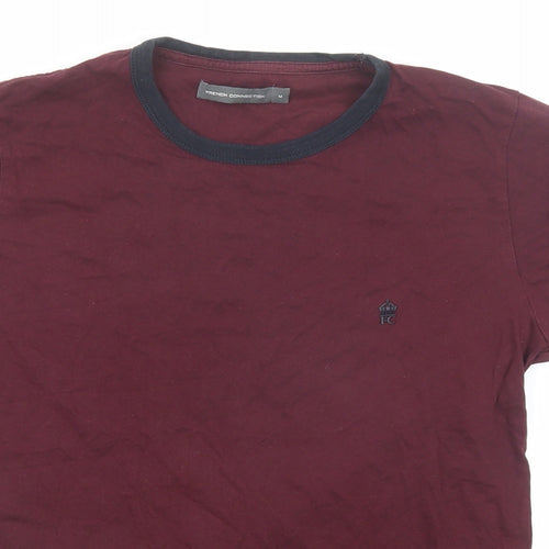 French Connection Womens Purple Polyester Basic T-Shirt Size M Round Neck