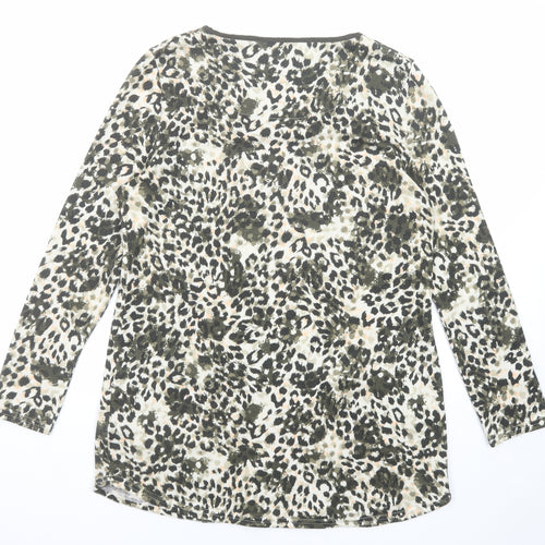 Marks and Spencer Womens Multicoloured Geometric Polyester Basic Blouse Size 14 Round Neck