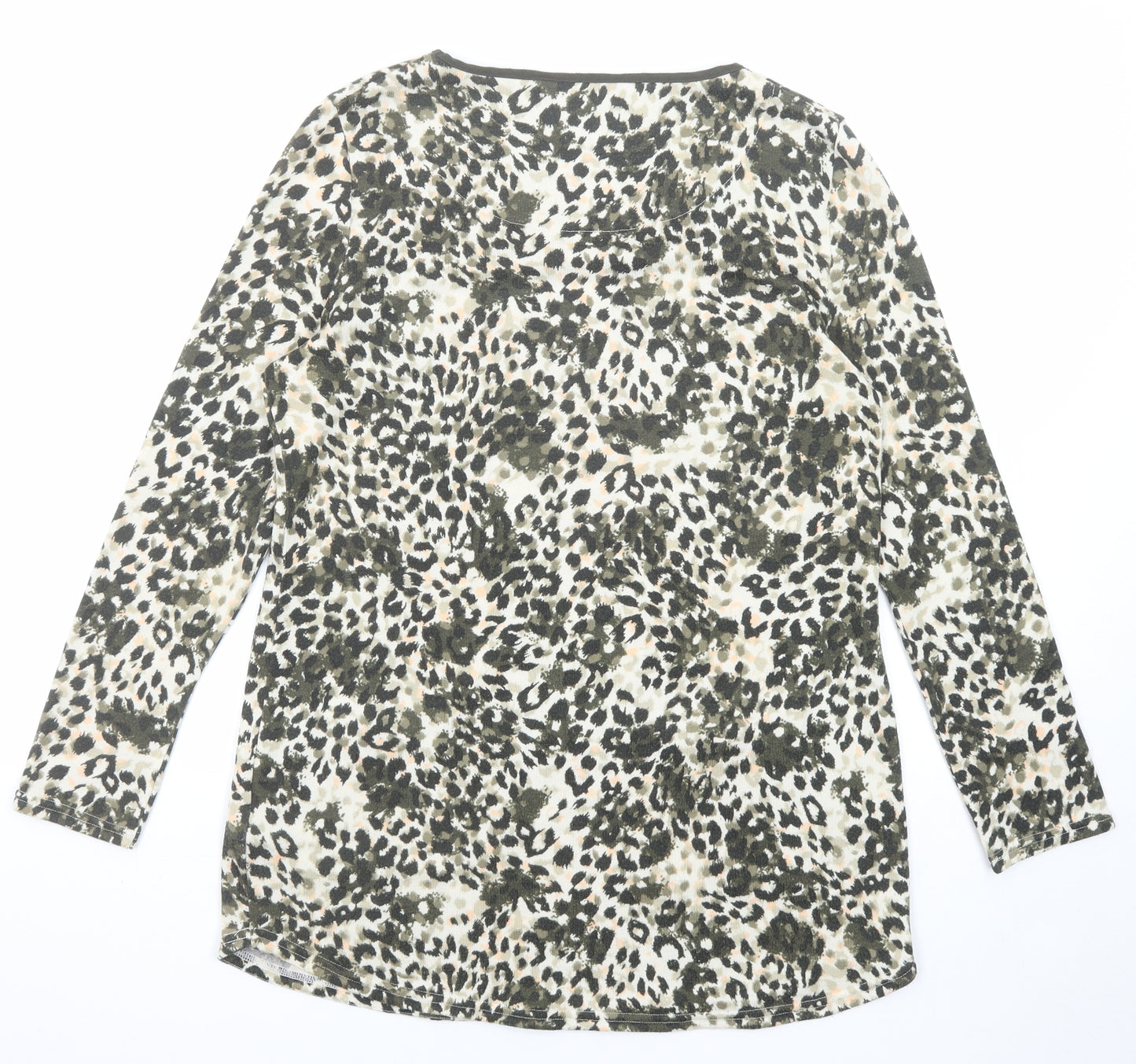 Marks and Spencer Womens Multicoloured Geometric Polyester Basic Blouse Size 14 Round Neck