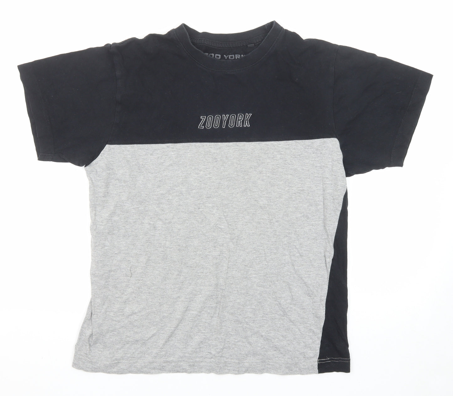 Zoo York Womens Grey Cotton Basic T-Shirt Size M Round Neck