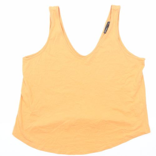 ASOS Womens Orange Cotton Basic Tank Size 12 V-Neck