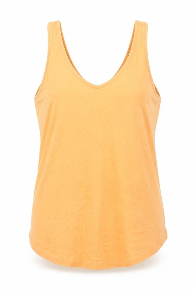 Front view of ASOS women’s orange cotton basic tank, size UK 12, v-neck