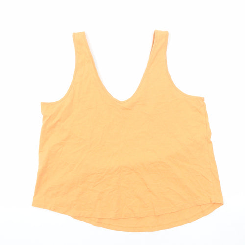 ASOS Womens Orange Cotton Basic Tank Size 12 V-Neck