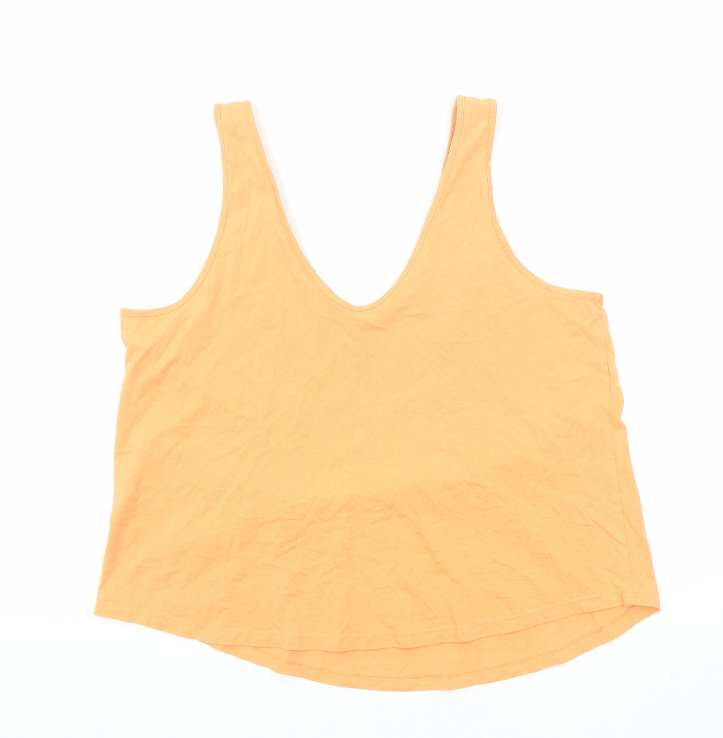 ASOS Womens Orange Cotton Basic Tank Size 12 V-Neck