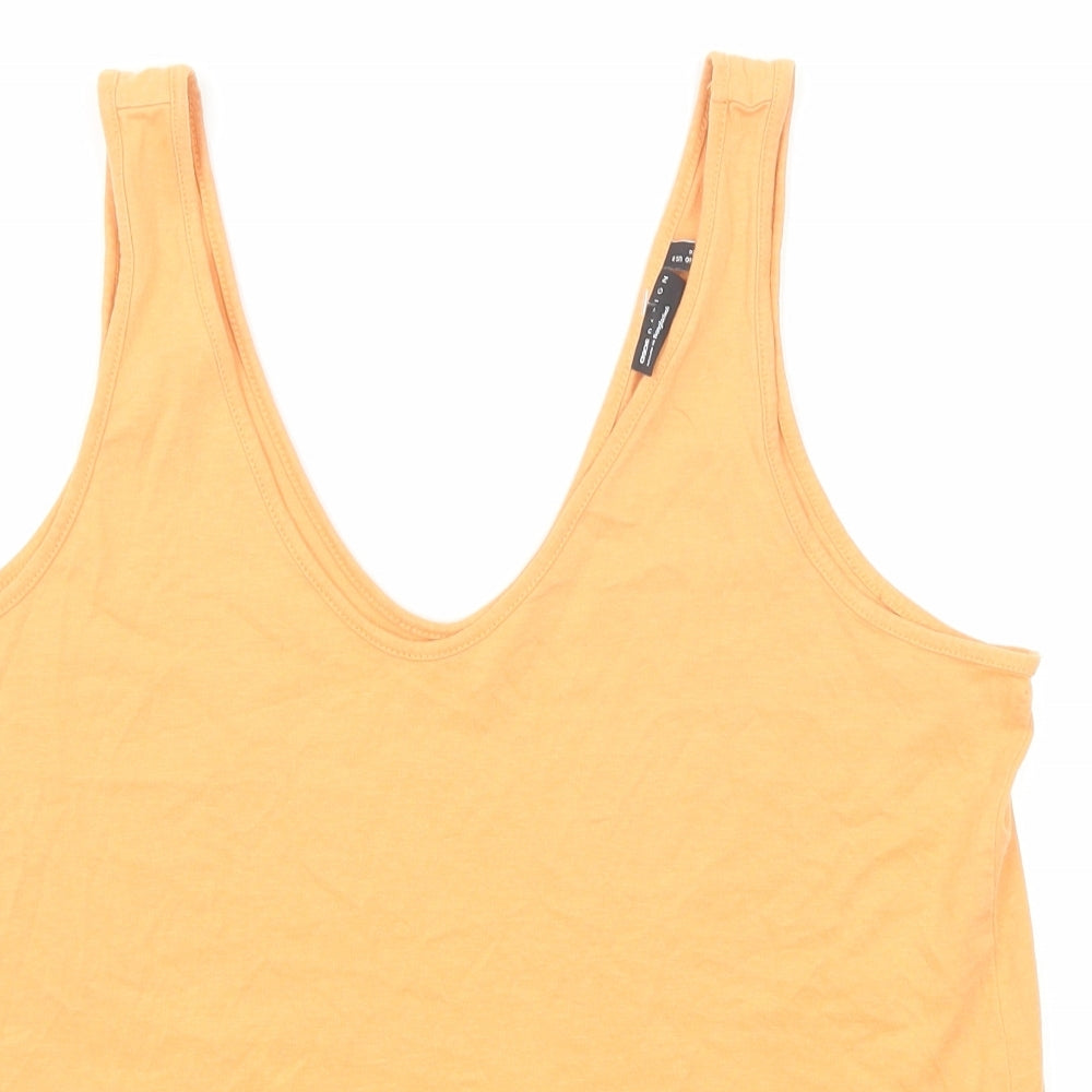 ASOS Womens Orange Cotton Basic Tank Size 12 V-Neck