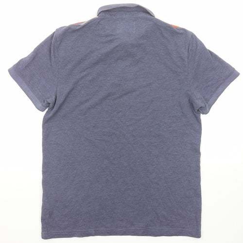 Burton Mens Blue Cotton Polo Size S Collared Button