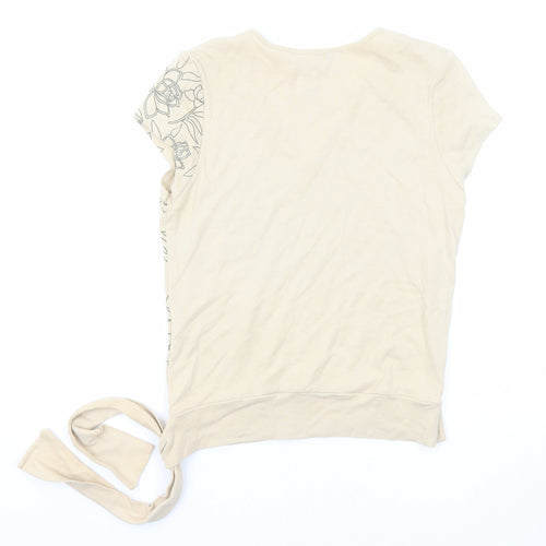 Dorothy Perkins Womens Beige Cotton Basic Blouse Size 16 V-Neck