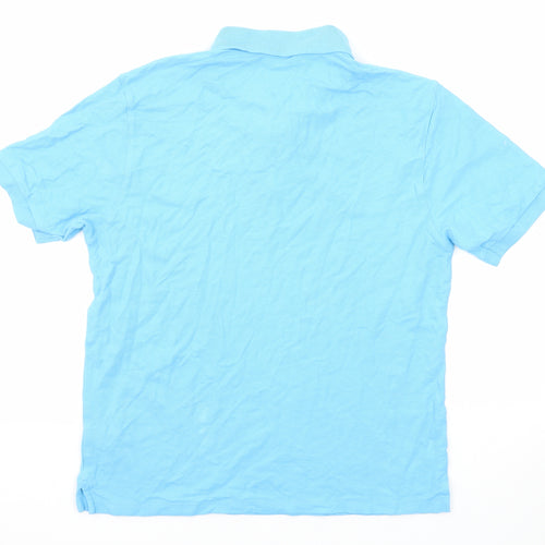 Marks and Spencer Mens Blue Cotton Polo Size M Collared Button