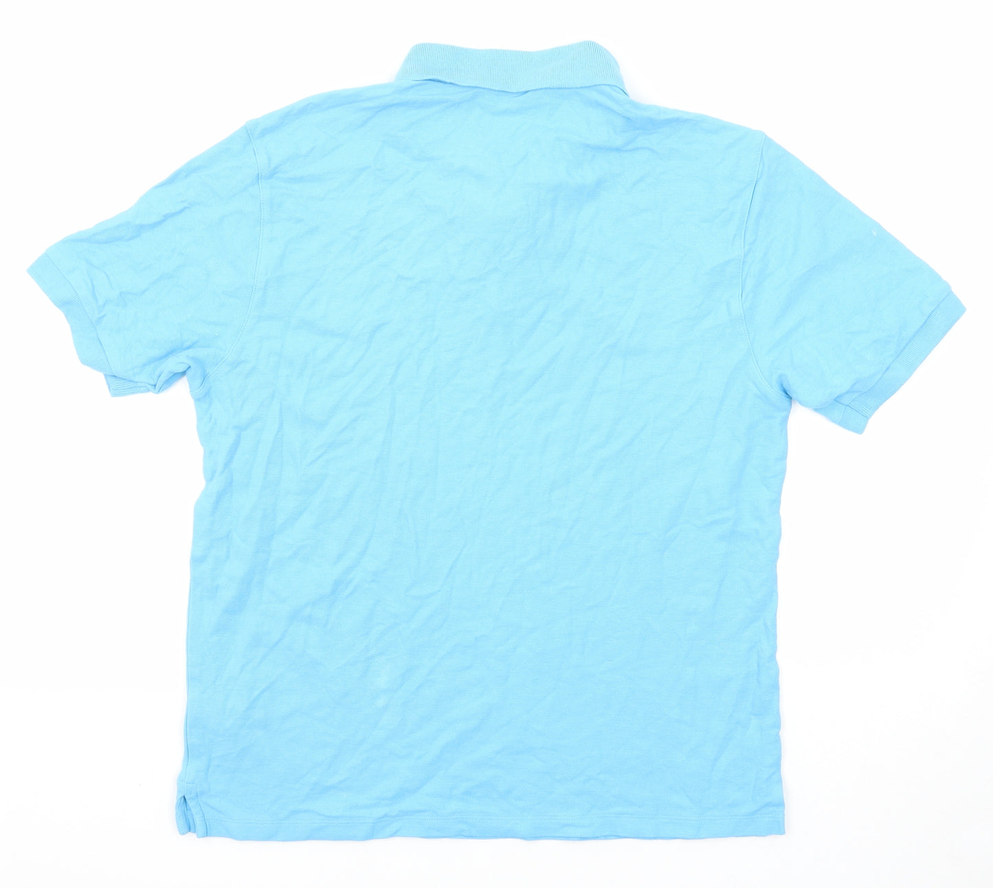 Marks and Spencer Mens Blue Cotton Polo Size M Collared Button