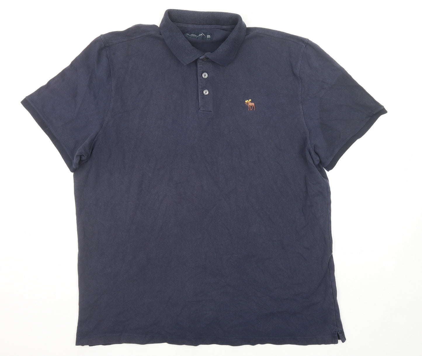 Abercrombie & Fitch Mens Blue Cotton Polo Size 2XL Collared Button