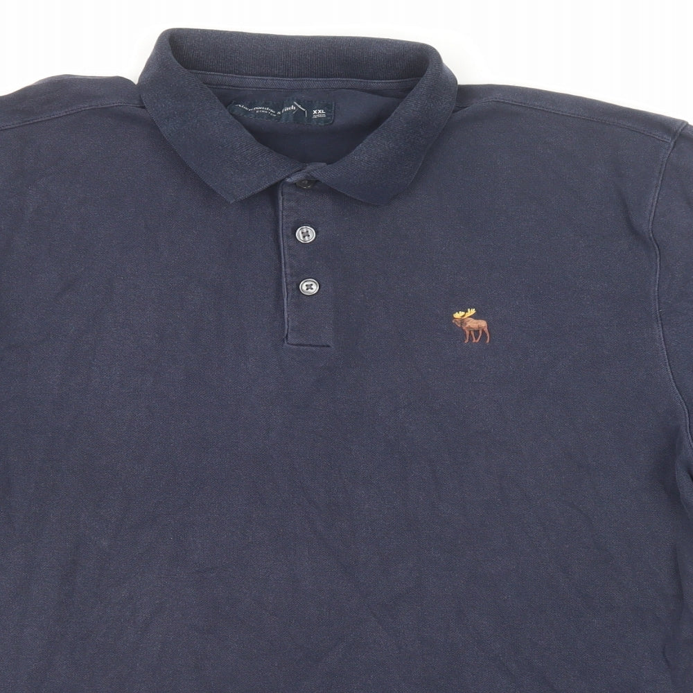 Abercrombie & Fitch Mens Blue Cotton Polo Size 2XL Collared Button