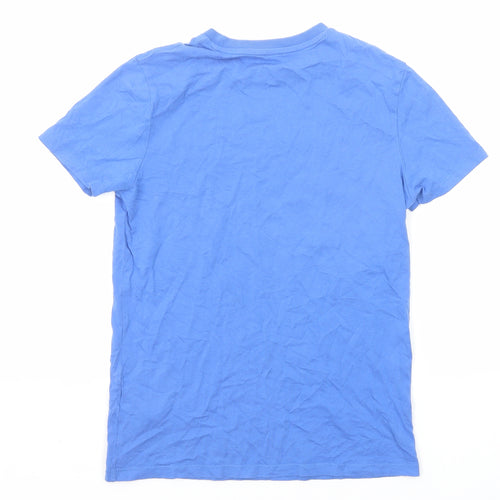Marks and Spencer Boys Blue Cotton Basic T-Shirt Size 11-12 Years Roll Neck Pullover - An Epic Human