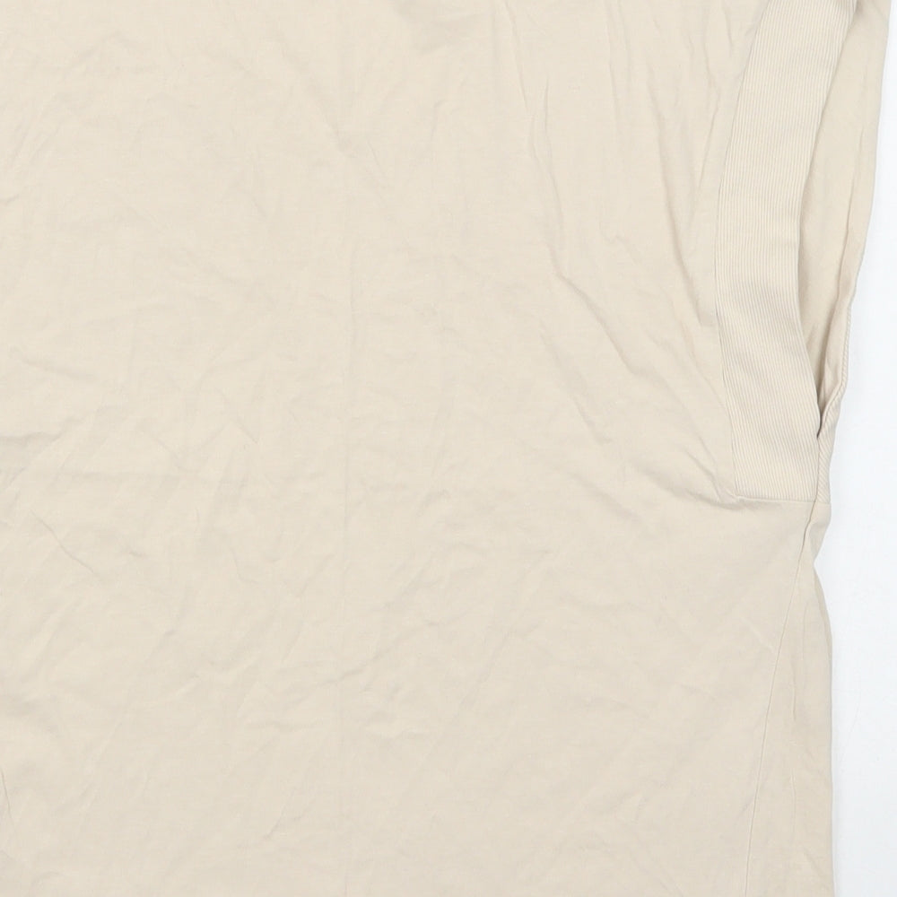 Zara Womens Beige Cotton Basic T-Shirt Size S Round Neck