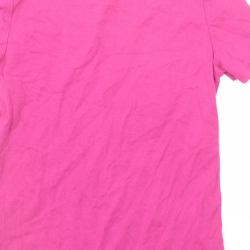 Bonmarché Womens Pink Geometric Cotton Basic Blouse Size S Round Neck