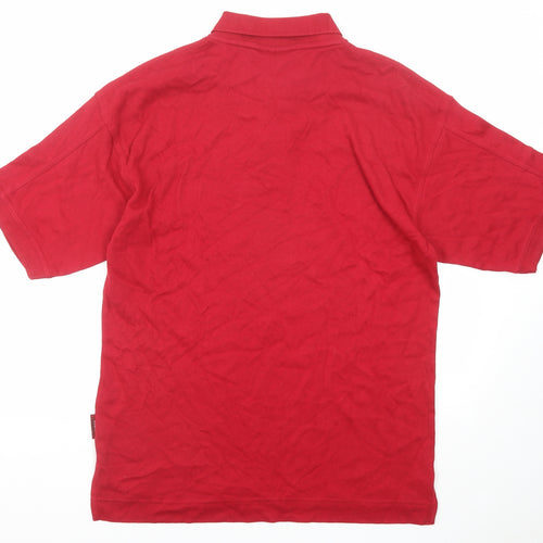 Donnay Mens Red Cotton Polo Size M Collared Button