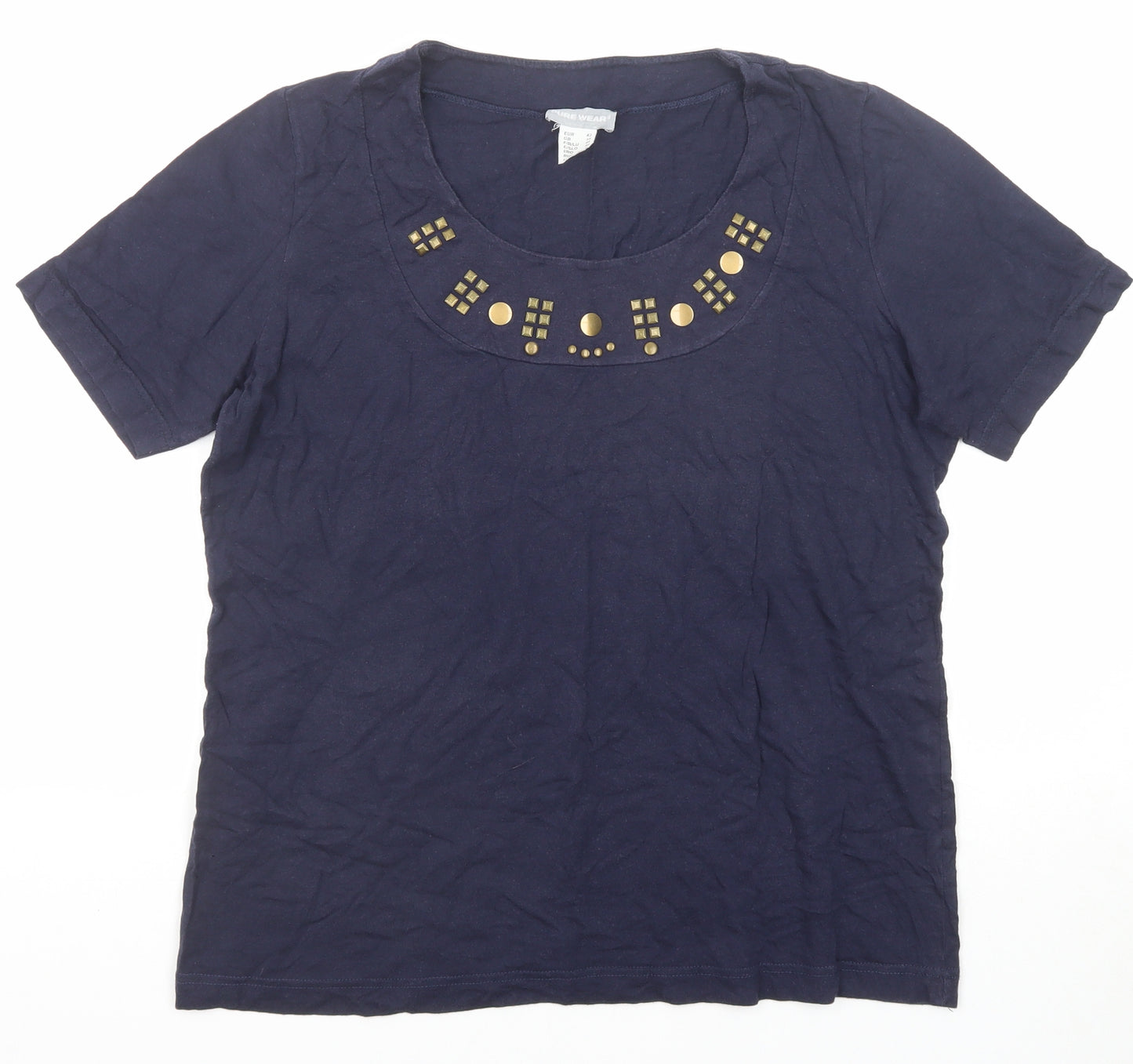 Pure Wear Womens Blue Cotton Basic Blouse Size 16 Round Neck