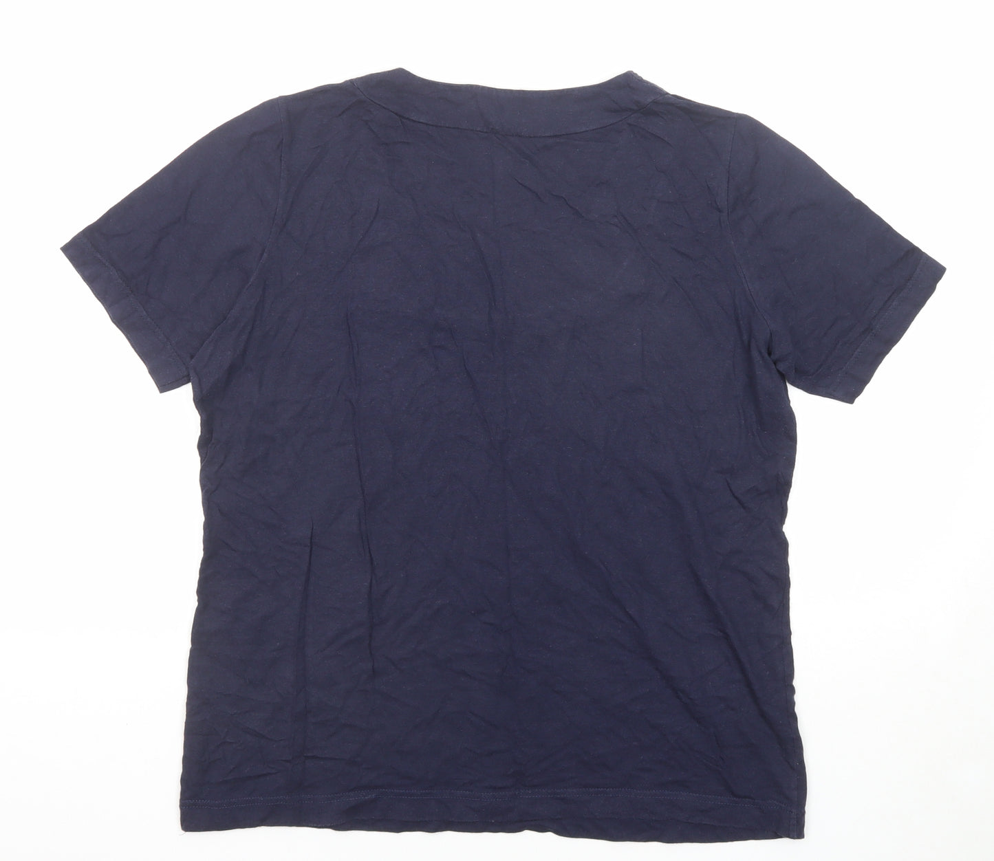 Pure Wear Womens Blue Cotton Basic Blouse Size 16 Round Neck