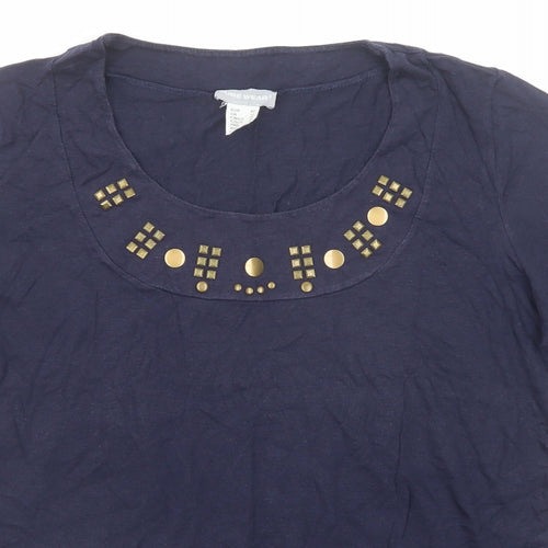 Pure Wear Womens Blue Cotton Basic Blouse Size 16 Round Neck