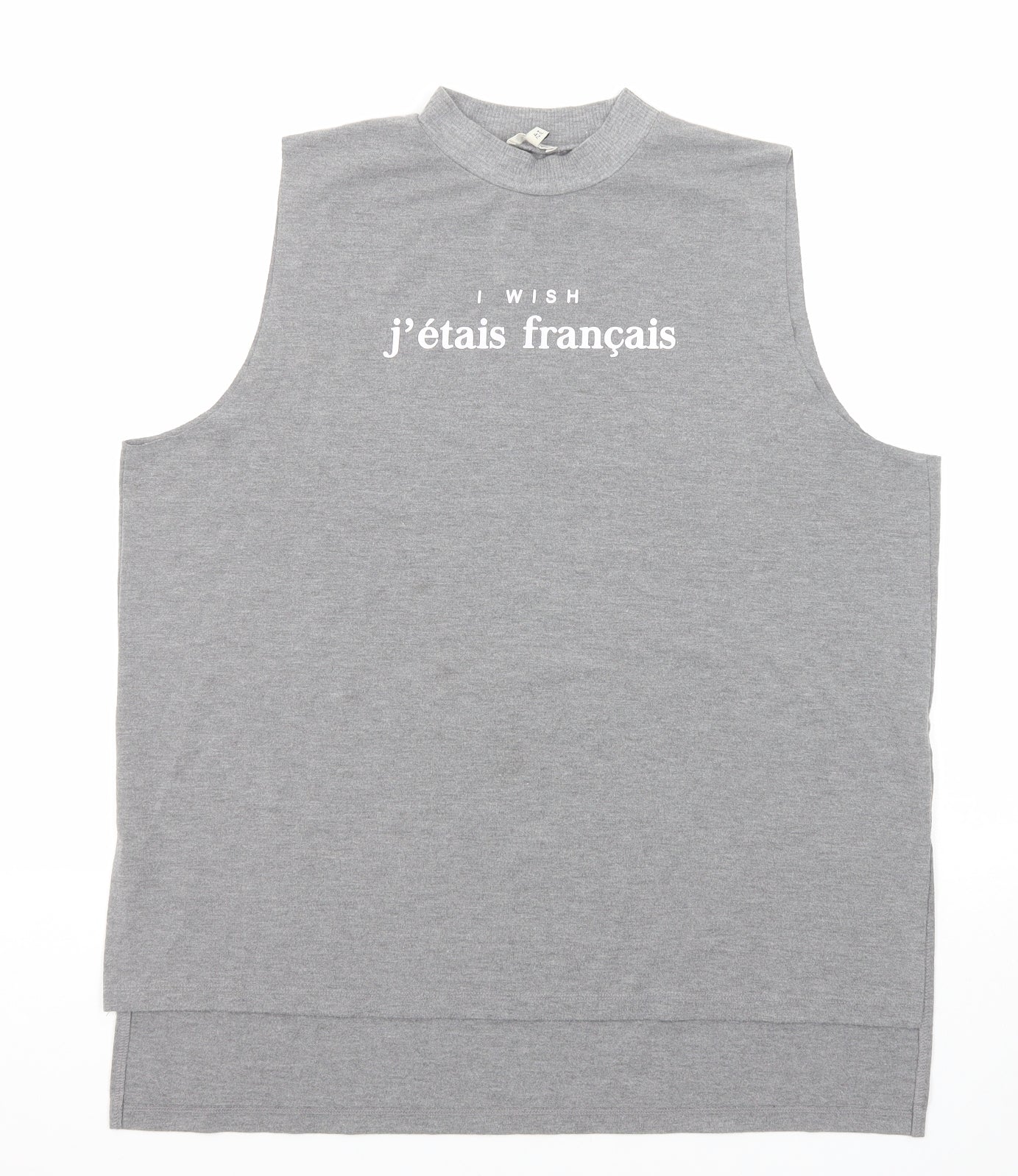 River Island Womens Grey Polyester Basic Tank Size 16 Mock Neck - Slogan