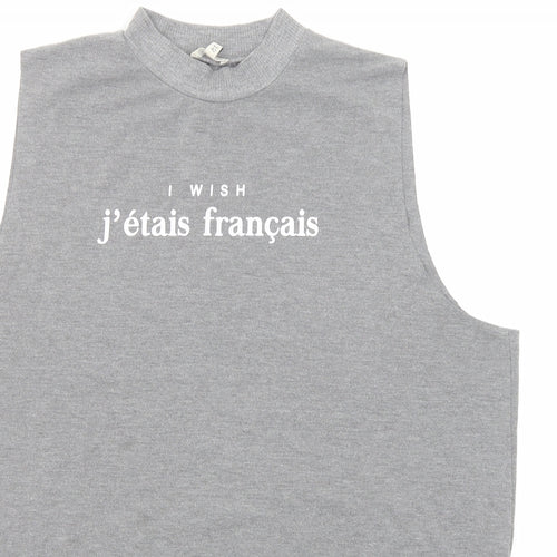 River Island Womens Grey Polyester Basic Tank Size 16 Mock Neck - Slogan