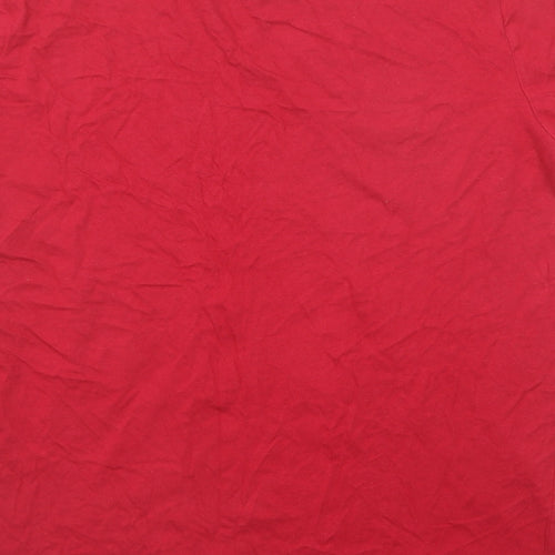 Lee Cooper Mens Red Cotton T-Shirt Size L Round Neck