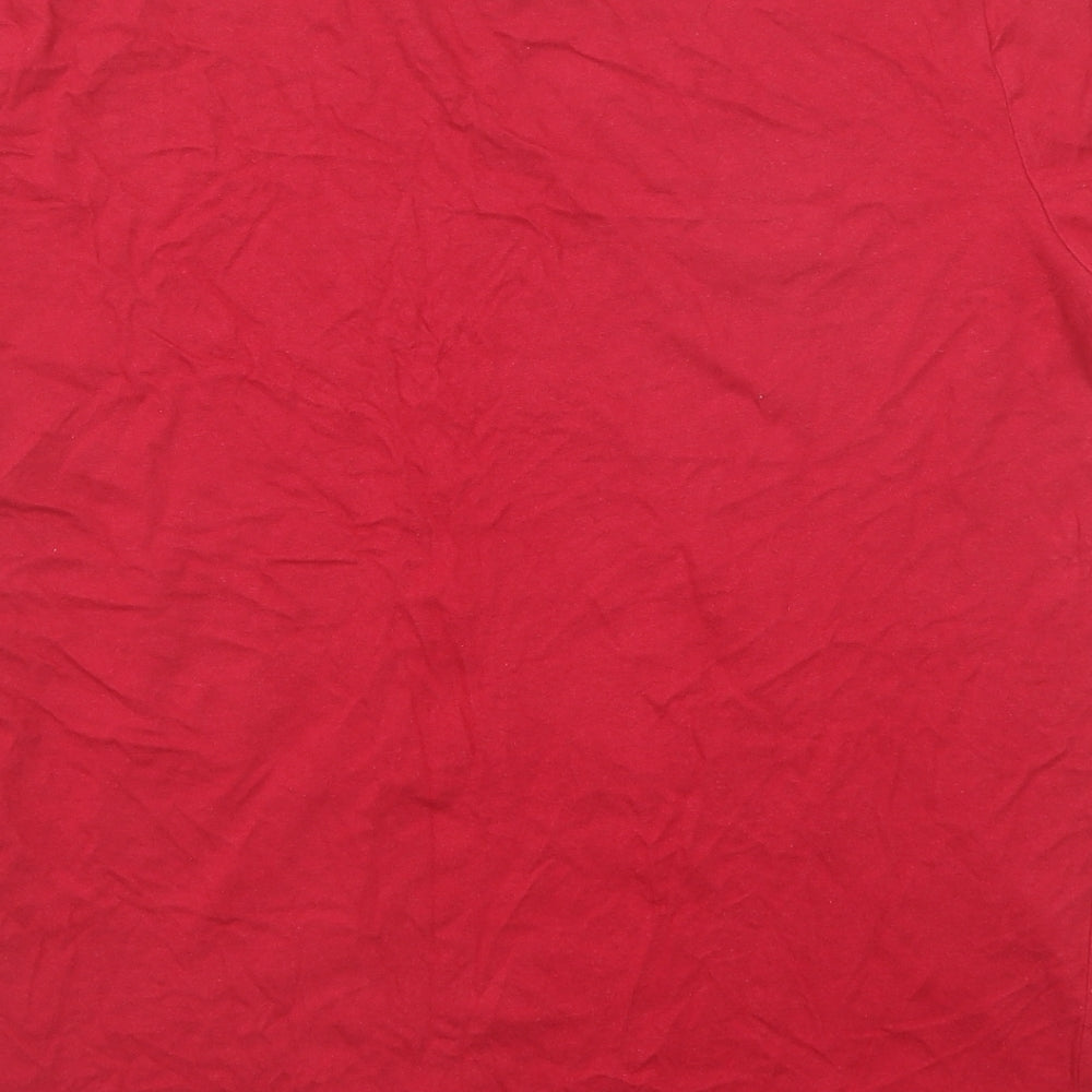 Lee Cooper Mens Red Cotton T-Shirt Size L Round Neck
