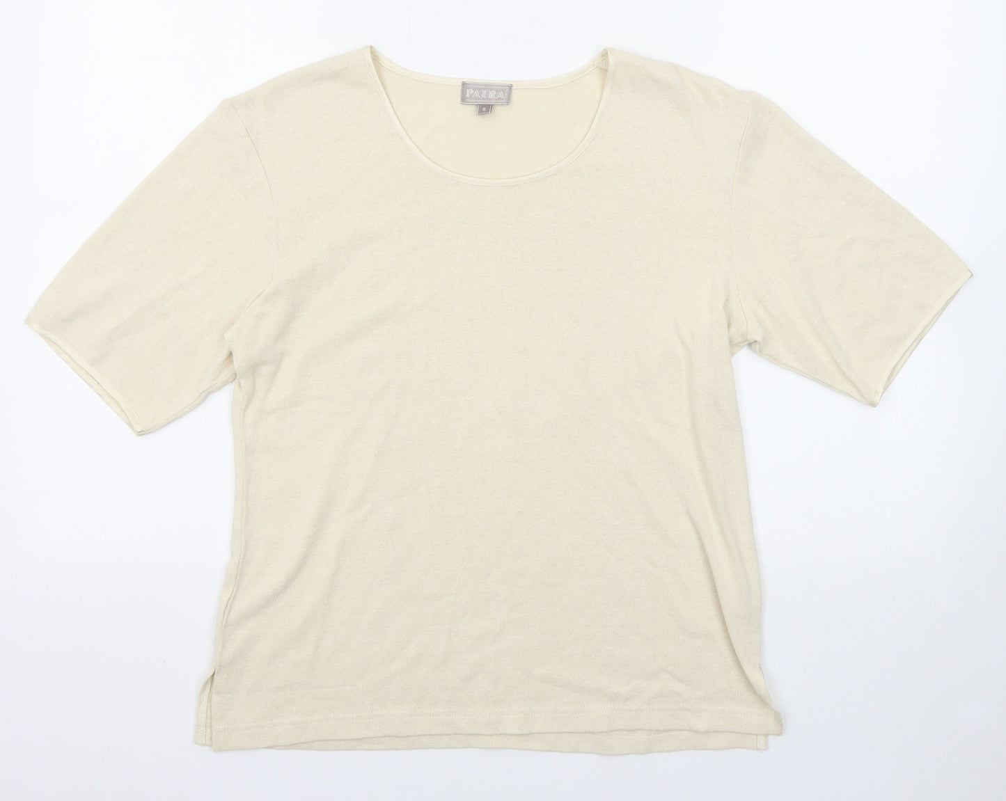 Patra Womens Beige Round Neck Silk Pullover Jumper Size S