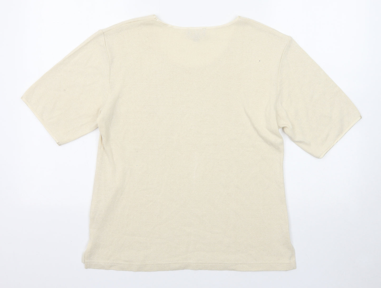 Patra Womens Beige Round Neck Silk Pullover Jumper Size S