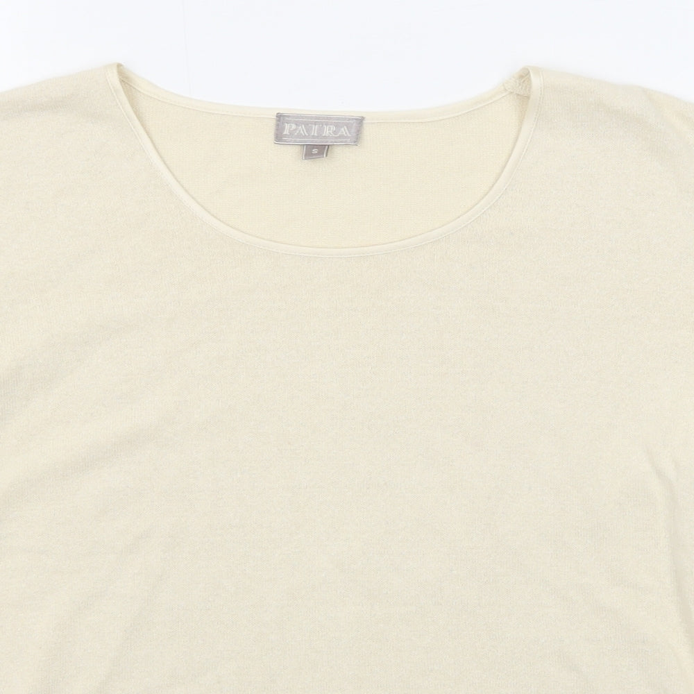 Patra Womens Beige Round Neck Silk Pullover Jumper Size S