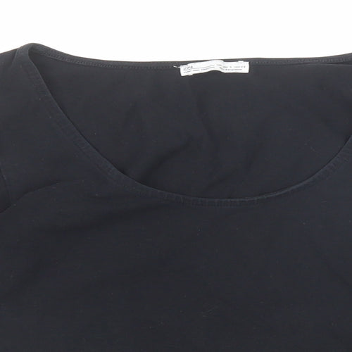 Zara Womens Black Polyester Basic Blouse Size S Scoop Neck - Ruffle Sleeve