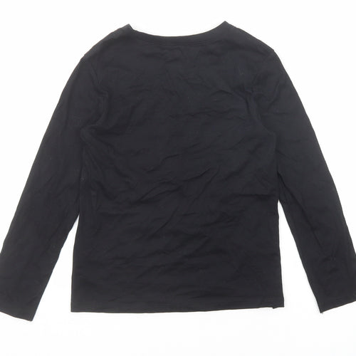 H&M Boys Black Cotton Basic T-Shirt Size 6-7 Years Round Neck Pullover - Skeleton Size 6-8 Years