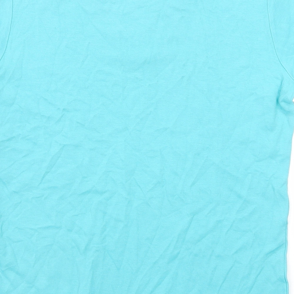 EWM Womens Blue Cotton Basic T-Shirt Size 10 V-Neck