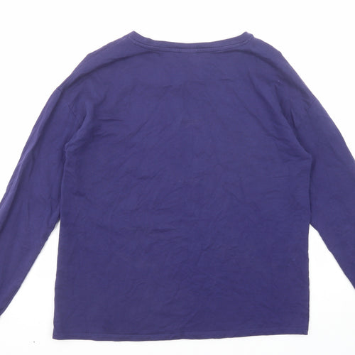 Damart Womens Purple Cotton Basic T-Shirt Size 14 Boat Neck - Flowers