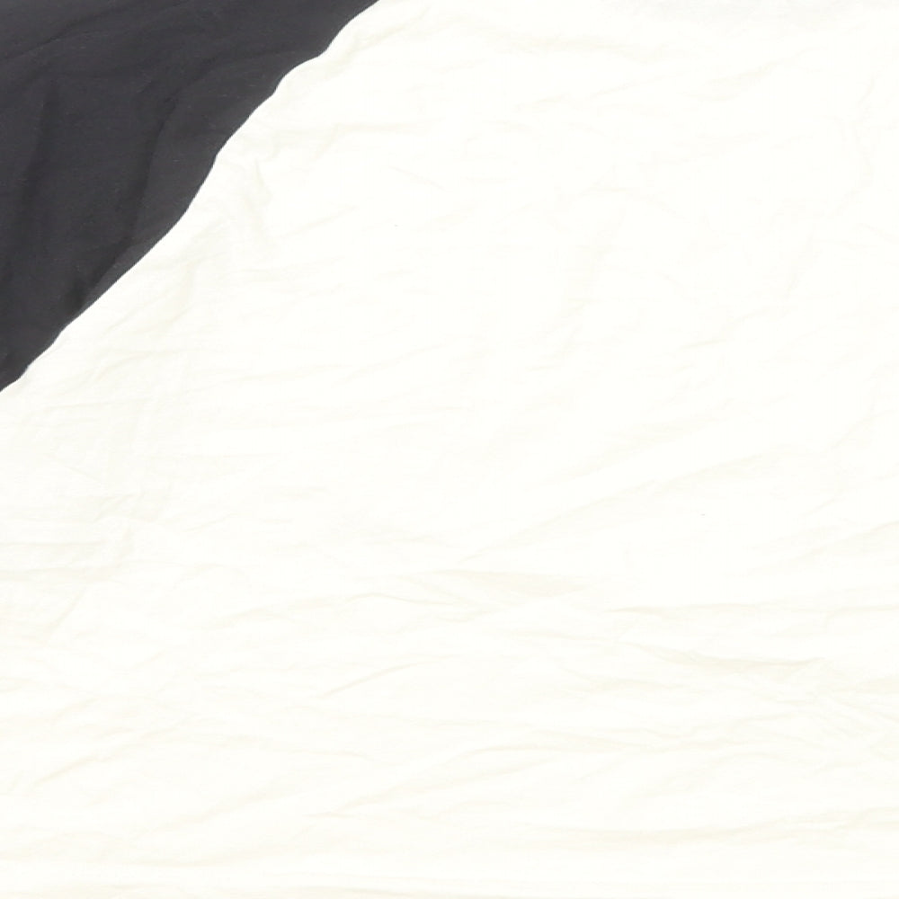 Mango Womens Black Colourblock Cotton Basic T-Shirt Size M Boat Neck