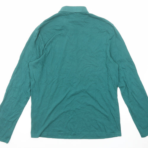 ASOS Mens Green Cotton Polo Size M Collared Button