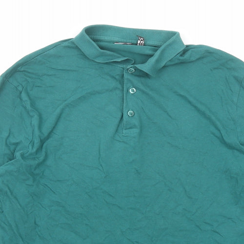 ASOS Mens Green Cotton Polo Size M Collared Button