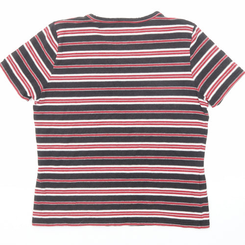 Laura Ashley Womens Multicoloured Striped Cotton Basic T-Shirt Size L Round Neck