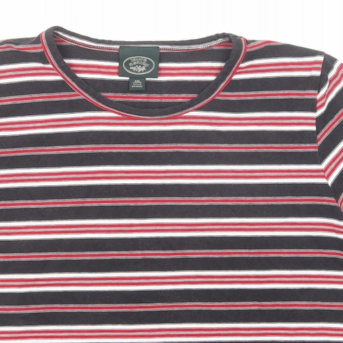 Laura Ashley Womens Multicoloured Striped Cotton Basic T-Shirt Size L Round Neck