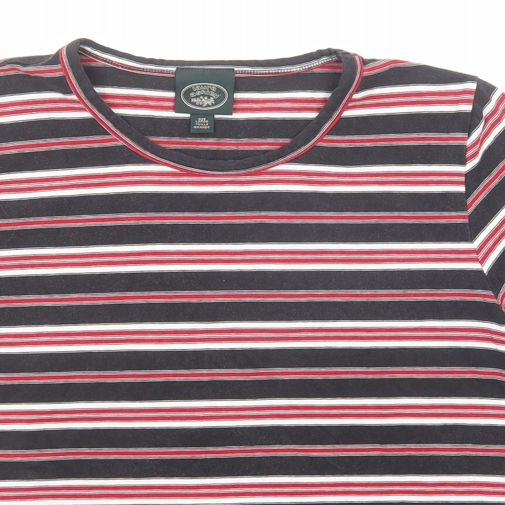 Laura Ashley Womens Multicoloured Striped Cotton Basic T-Shirt Size L Round Neck