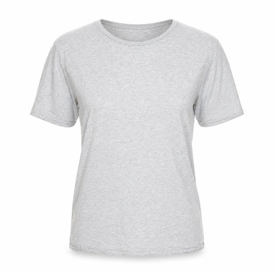 Front view of ASOS women’s grey cotton basic t-shirt, size L, crew neck