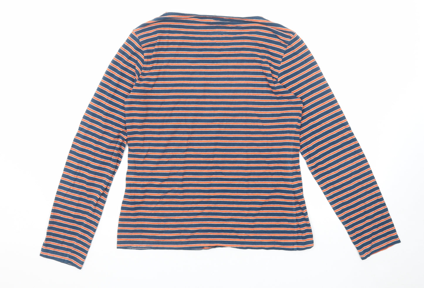Seasalt Womens Blue Striped Cotton Basic T-Shirt Size 14 Boat Neck