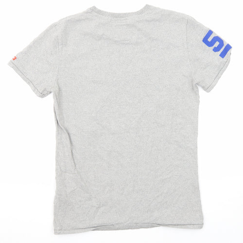 Superdry Mens Grey Cotton T-Shirt Size M Round Neck