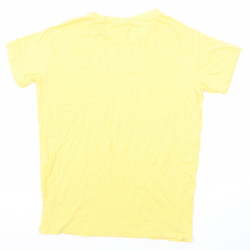 PINK Womens Yellow Cotton Basic T-Shirt Size XS Crew Neck - Take it Easy