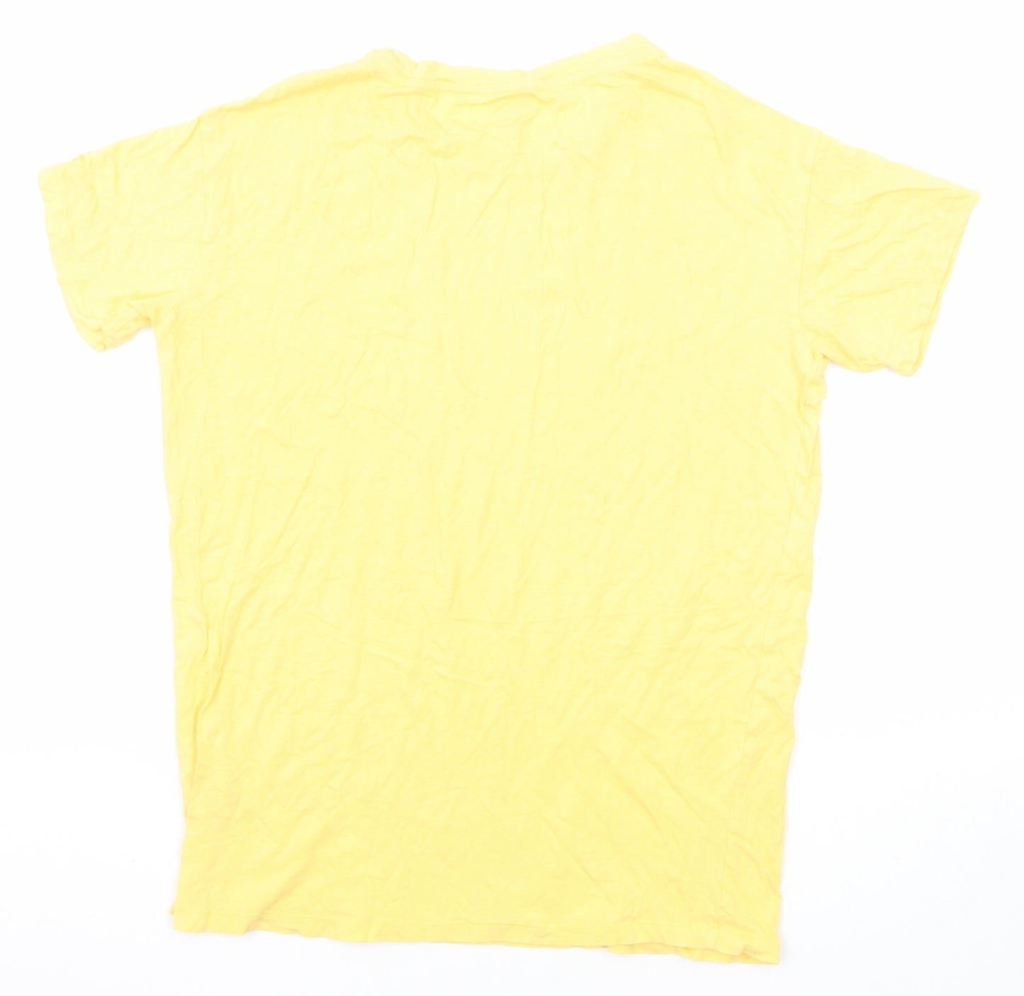 PINK Womens Yellow Cotton Basic T-Shirt Size XS Crew Neck - Take it Easy