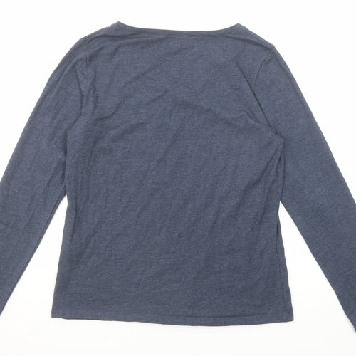 Mistral Womens Blue Cotton Basic T-Shirt Size 16 V-Neck
