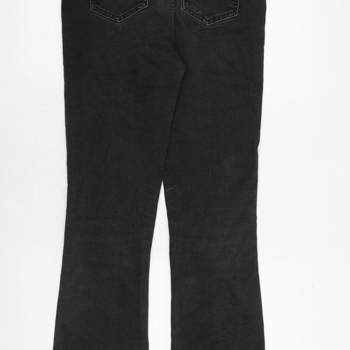 Marks and Spencer Womens Grey Cotton Bootcut Jeans Size 10 Slim Zip