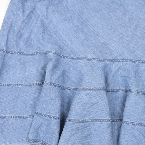 Marks and Spencer Womens Blue Cotton Trumpet Skirt Size 14 Zip